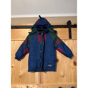 Vintage Billy The Kid Winter Coat with Detachable Goggles Size 7 Rare Blue Green